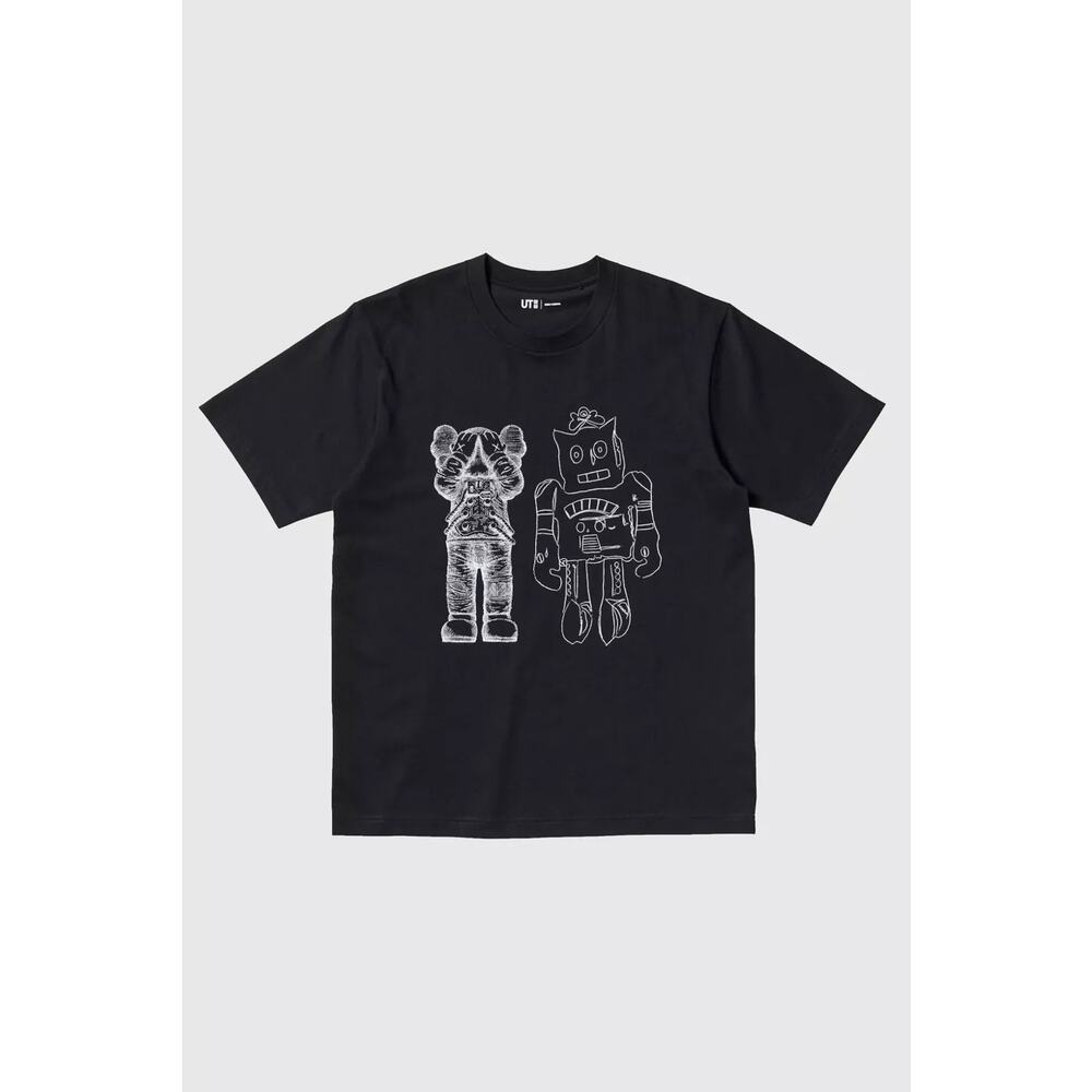 KAWS x Uniqlo Warhol UT Black Graphic Tee T Shirt Size Small New!